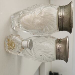 Vintage Crystal Perfume Bottles with Silver Accents
